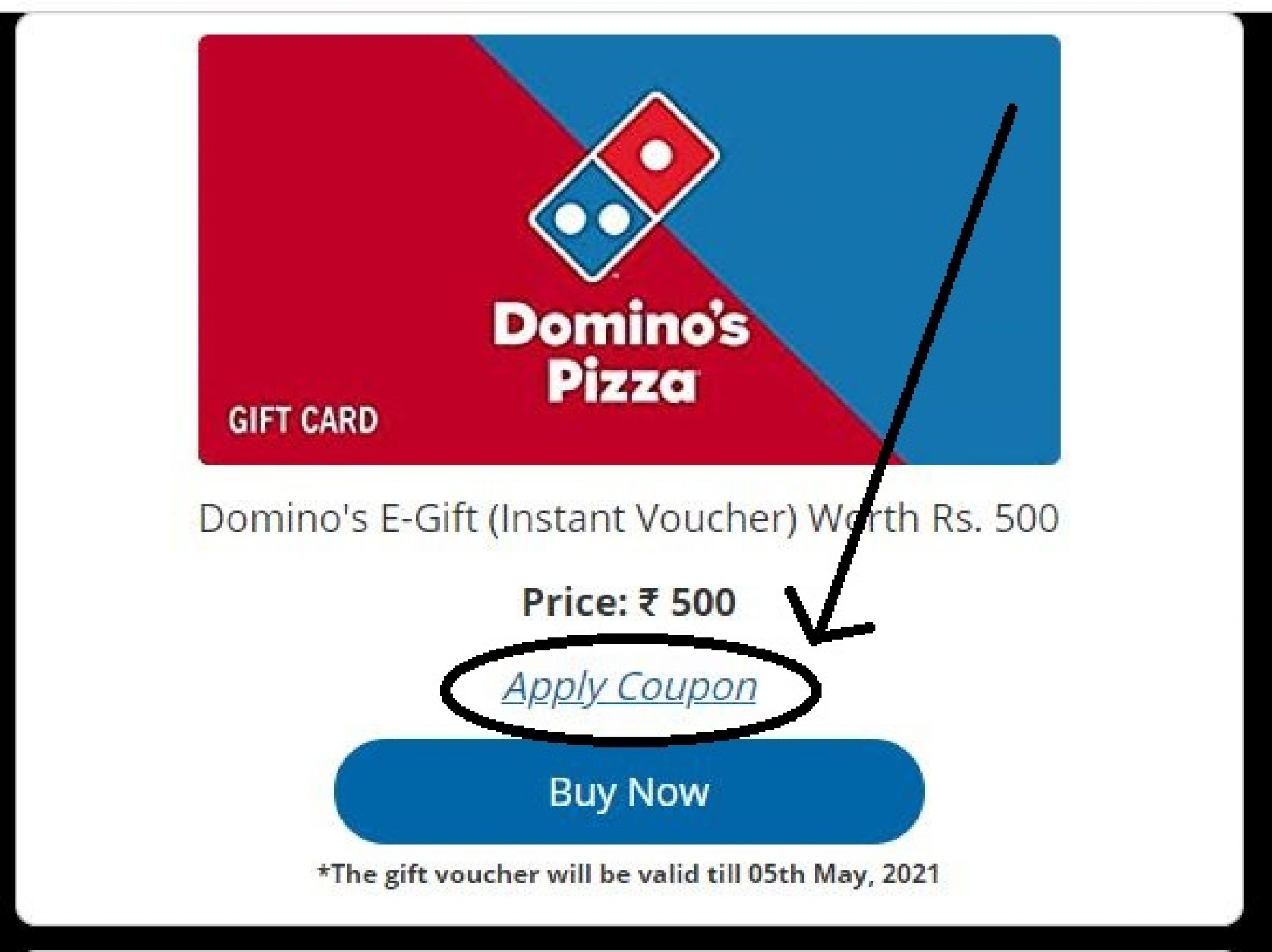Get Dominos Gift card at 25 Off Deals99